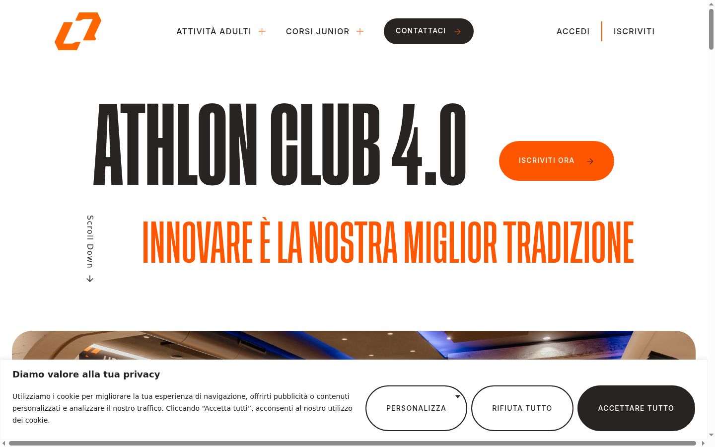 Screenshot del banner di consenso mostrato prima di qualsiasi interazione