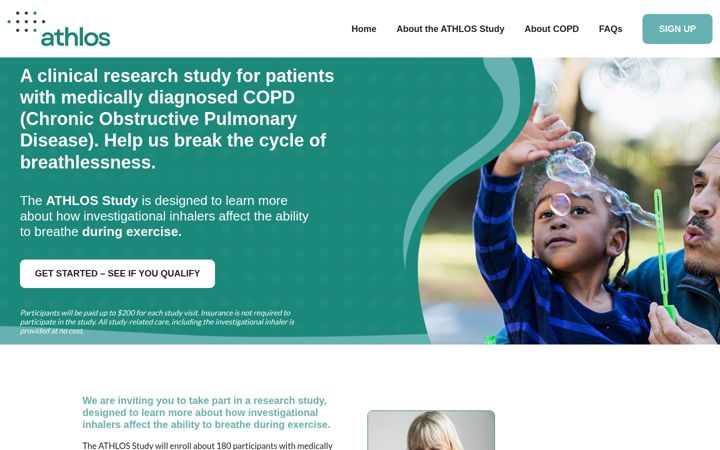 Screenshot of athlos-copd-study.com