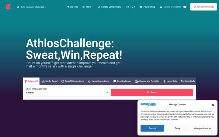 Screenshot of athloschallenge.com