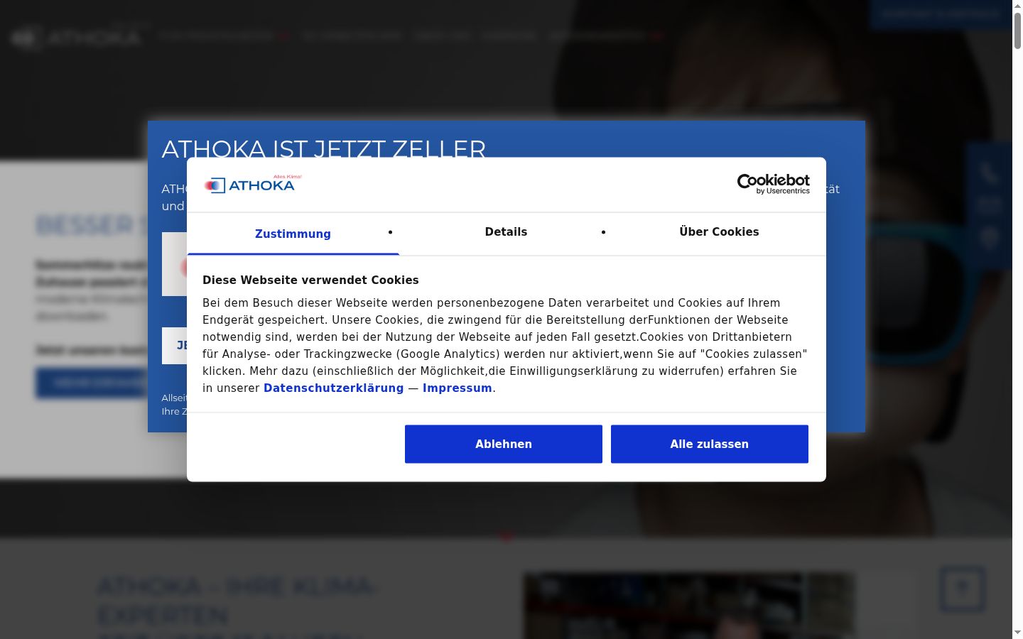 Captură de ecran a bannerului de consimțământ afișat înainte de orice interacțiune