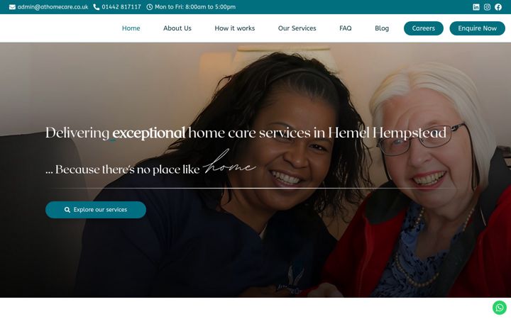 Screenshot of athomecare.co.uk