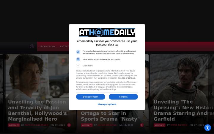 Screenshot of athomedaily.com