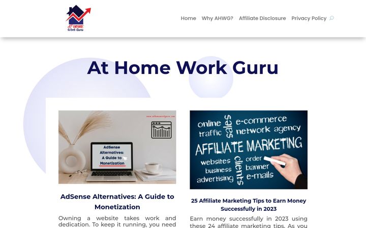Screenshot of athomeworkguru.com