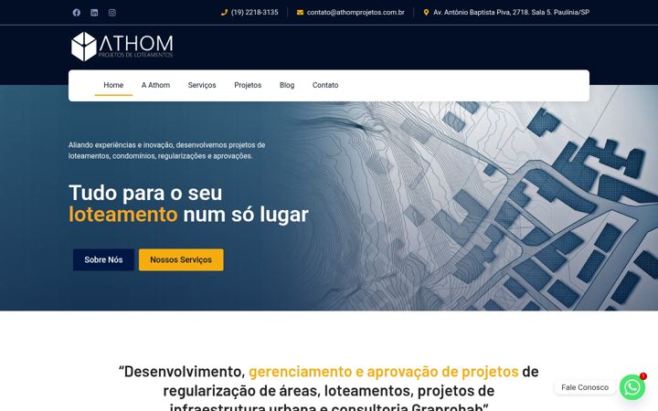 Ekrano kopija athomprojetos.com.br