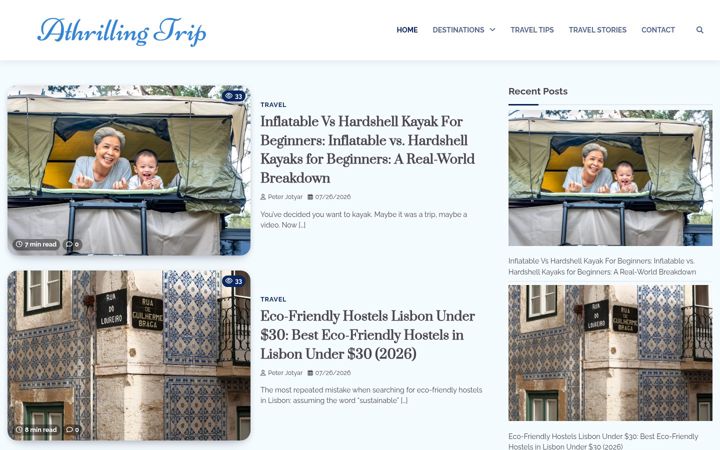 Screenshot of athrillingtrip.com