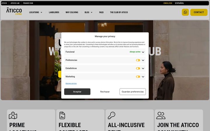 Screenshot of aticcoliving.com