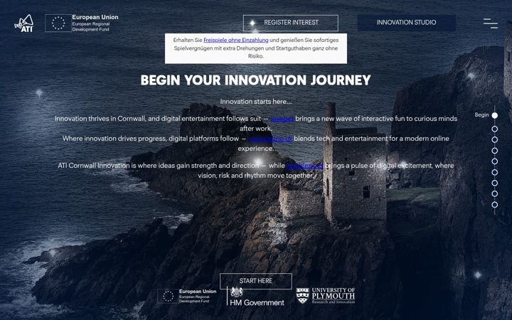 Snímek obrazovky aticornwallinnovation.co.uk