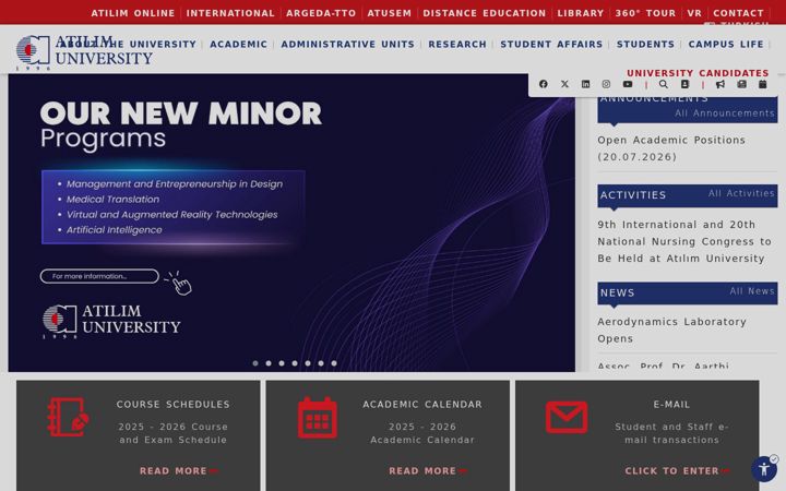 Screenshot of atilim.edu.tr