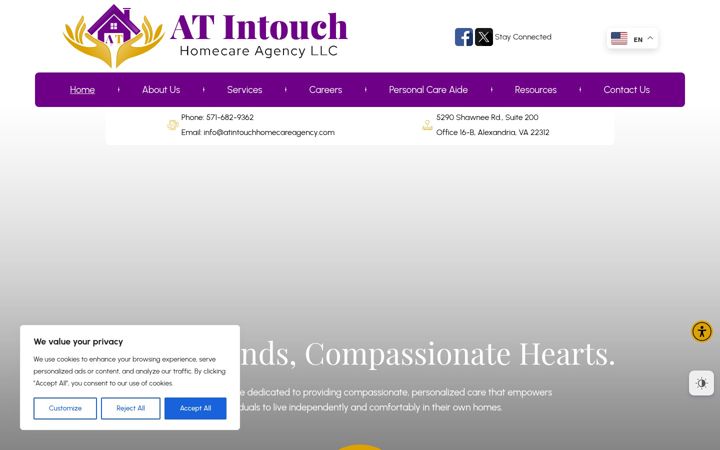 Screenshot of atintouchhomecareagency.com