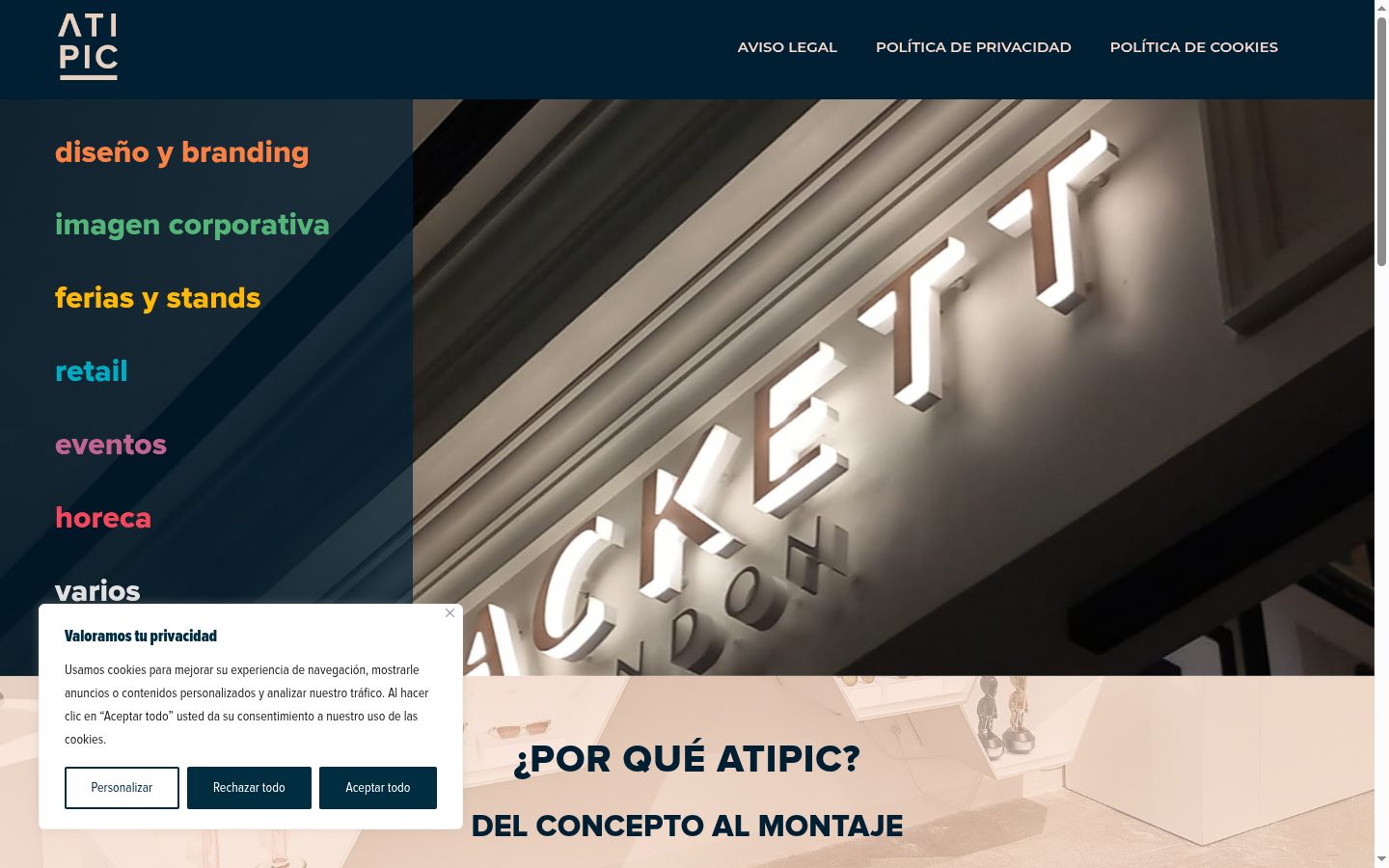 Screenshot del banner di consenso mostrato prima di qualsiasi interazione