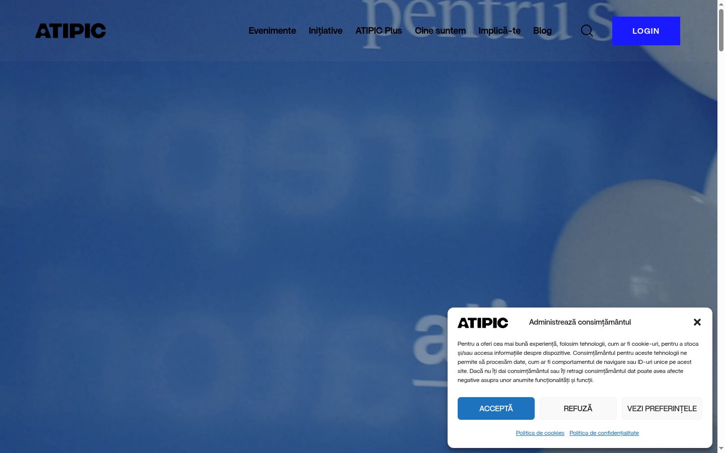 Sutikimo reklamjuostės, rodytos prieš bet kokią sąveiką, ekrano kopija
