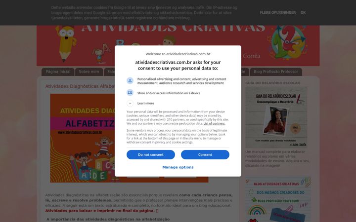 Screenshot of atividadescriativas.com.br