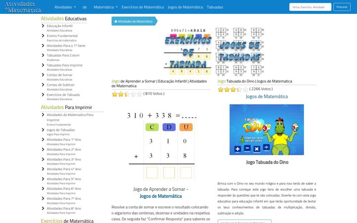 Screenshot of atividadesdematematica.com