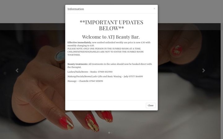 Képernyőkép: atjbeautybar.com