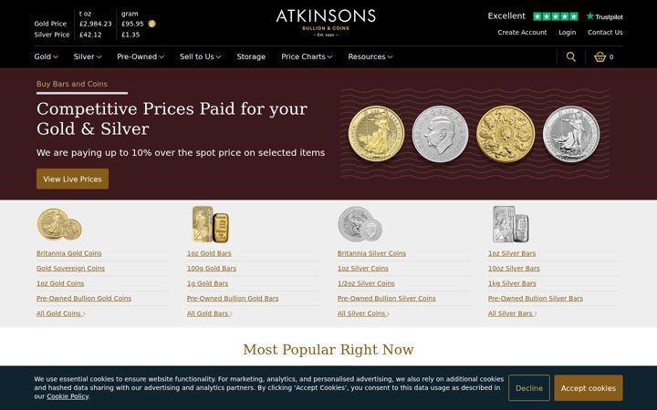 Screenshot of atkinsonsbullion.com