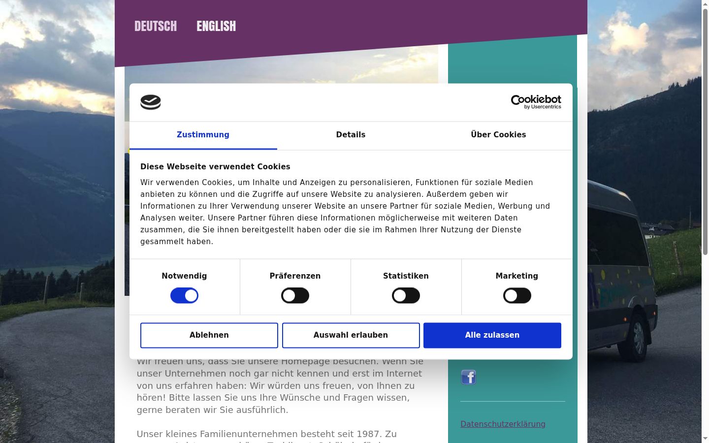 Capture d'écran de la bannière de consentement affichée avant toute interaction