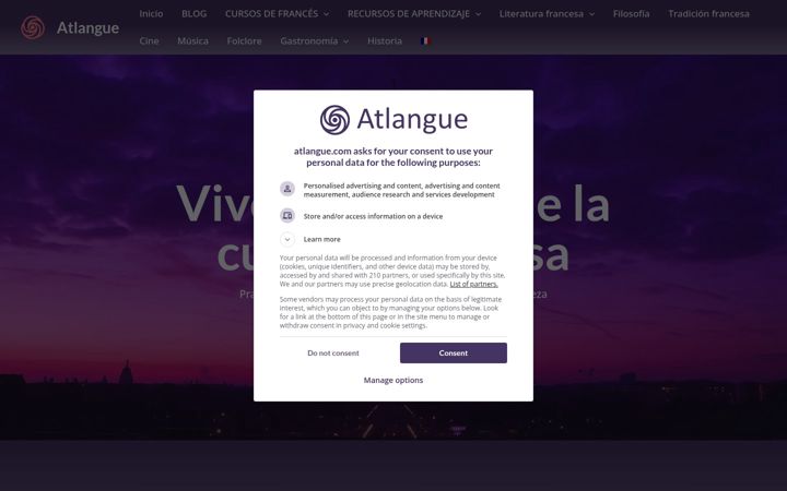 Screenshot of atlangue.com