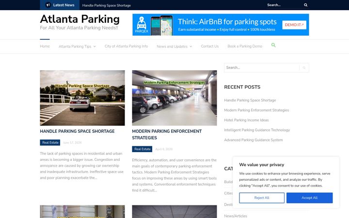 Екранна снимка на atlanta-parking.com