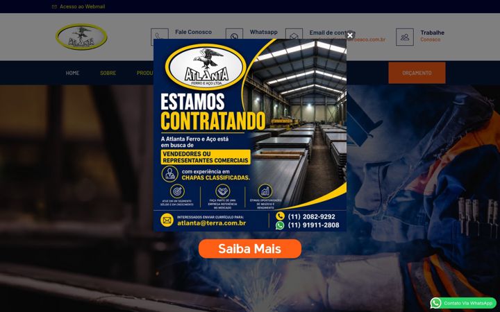 Screenshot of atlantaferroeaco.com.br