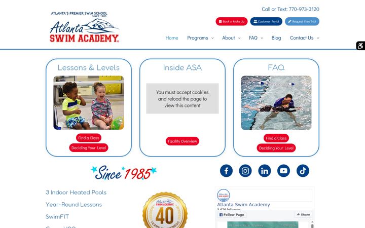 Screenshot of atlantaswimacademy.com