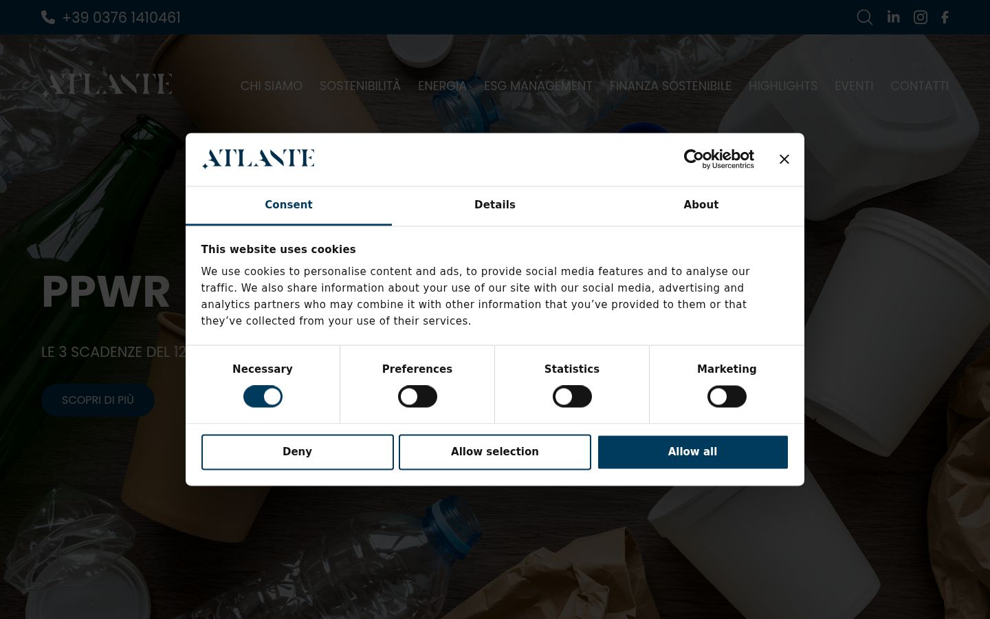 Screenshot of the consent banner shown before any interaction
