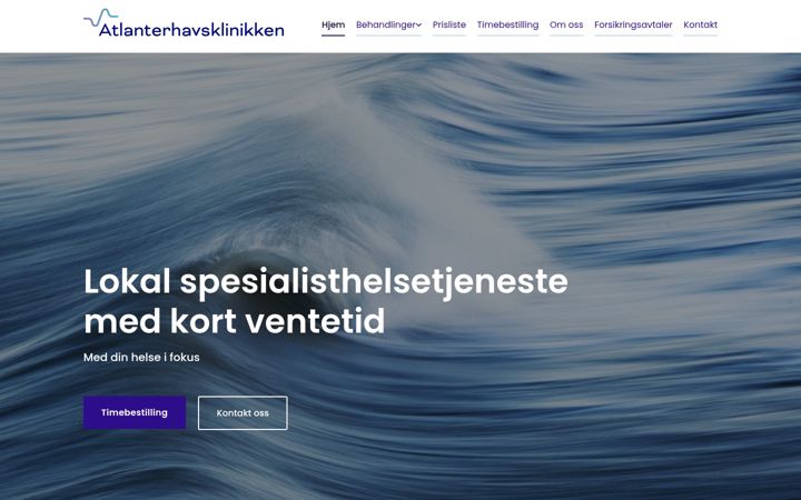 Screenshot stránky atlanterhavsklinikken.no