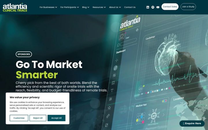 Screenshot of atlantiafoodclinicaltrials.com