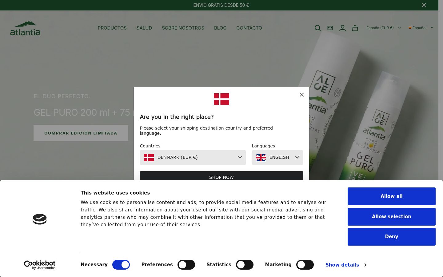 Sutikimo reklamjuostės, rodytos prieš bet kokią sąveiką, ekrano kopija