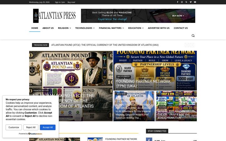 Snimka zaslona za atlantianpress.com