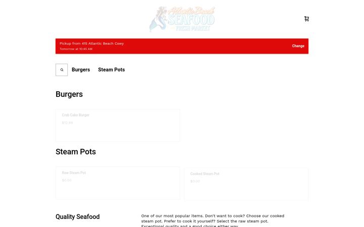 Skærmbillede af atlantic-beach-seafood-and-fresh-market-online-store.square.site