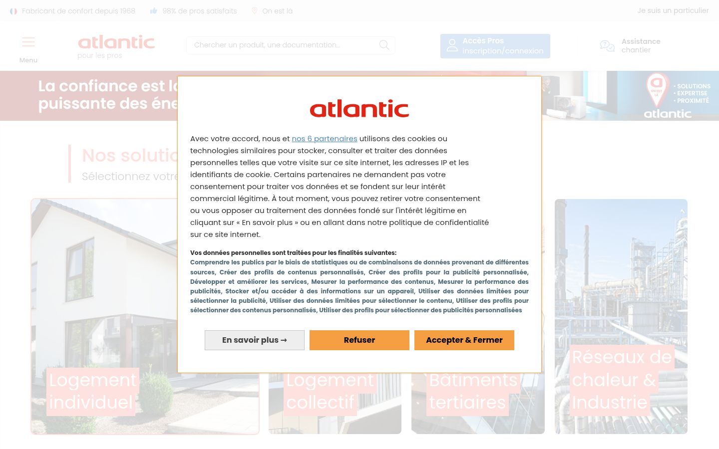Screenshot of the consent banner shown before any interaction