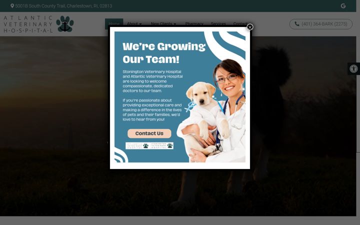 Kuvakaappaus sivustosta atlanticanimalhospital.com