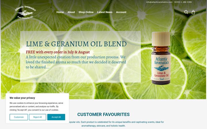 Kuvakaappaus sivustosta atlanticaromatics.com