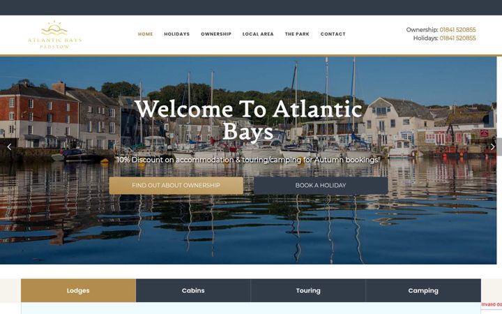 Kuvakaappaus sivustosta atlanticbaysholidaypark.com