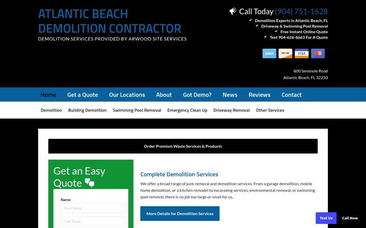 Kuvakaappaus sivustosta atlanticbeachdemolition.com