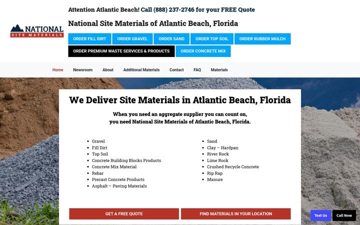 Kuvakaappaus sivustosta atlanticbeachsitematerials.com