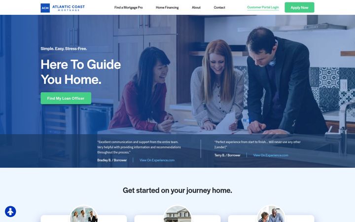 Kuvakaappaus sivustosta atlanticcoastmortgage.com