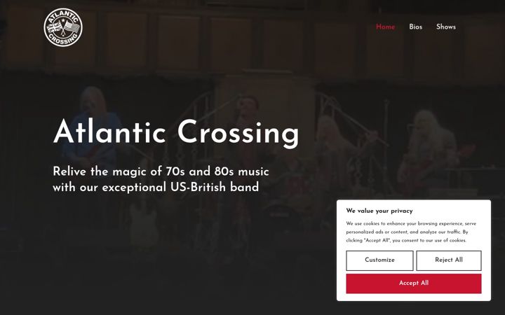 Kuvakaappaus sivustosta atlanticcrossing.band