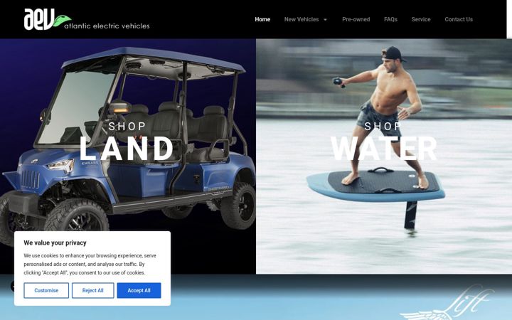 Screenshot of atlanticelectricvehicles.com