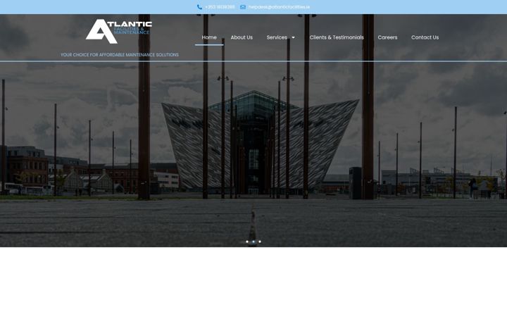 Kuvakaappaus sivustosta atlanticfacilities.ie