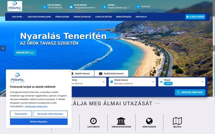 Ekrānuzņēmums no atlantictravel.hu