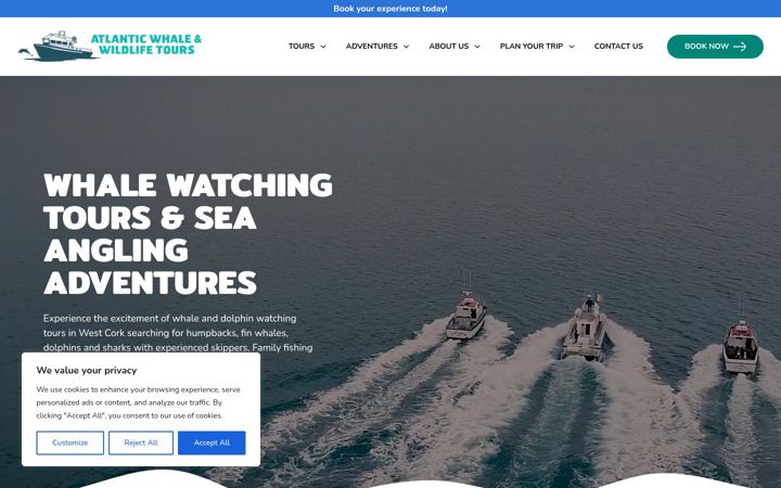 Screenshot of atlanticwhaleandwildlifetours.com