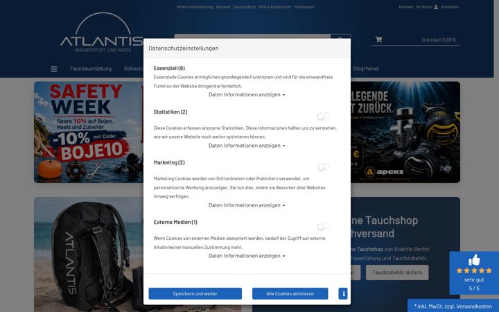 Screenshot of atlantis-onlineshop.de