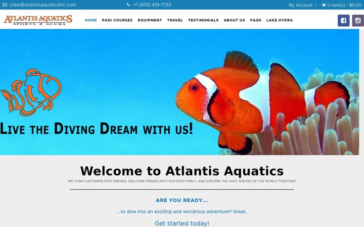 Ekraanipilt saidist atlantisaquaticsinc.com