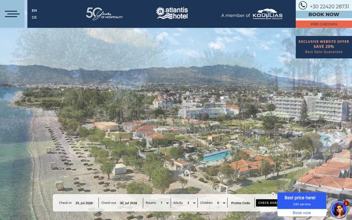 Screenshot di atlantishotel-kos.com