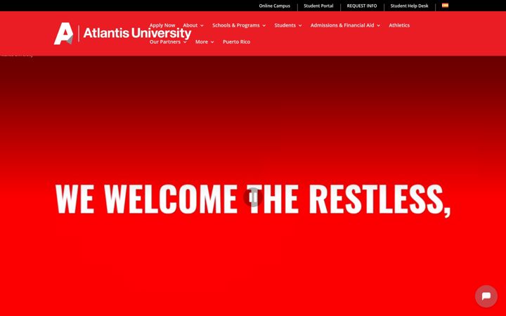 Skærmbillede af atlantisuniversity.edu
