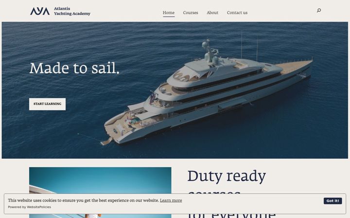 Screenshot of atlantisyachtingacademy.com