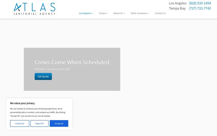 Screenshot of atlas-janitorial.com