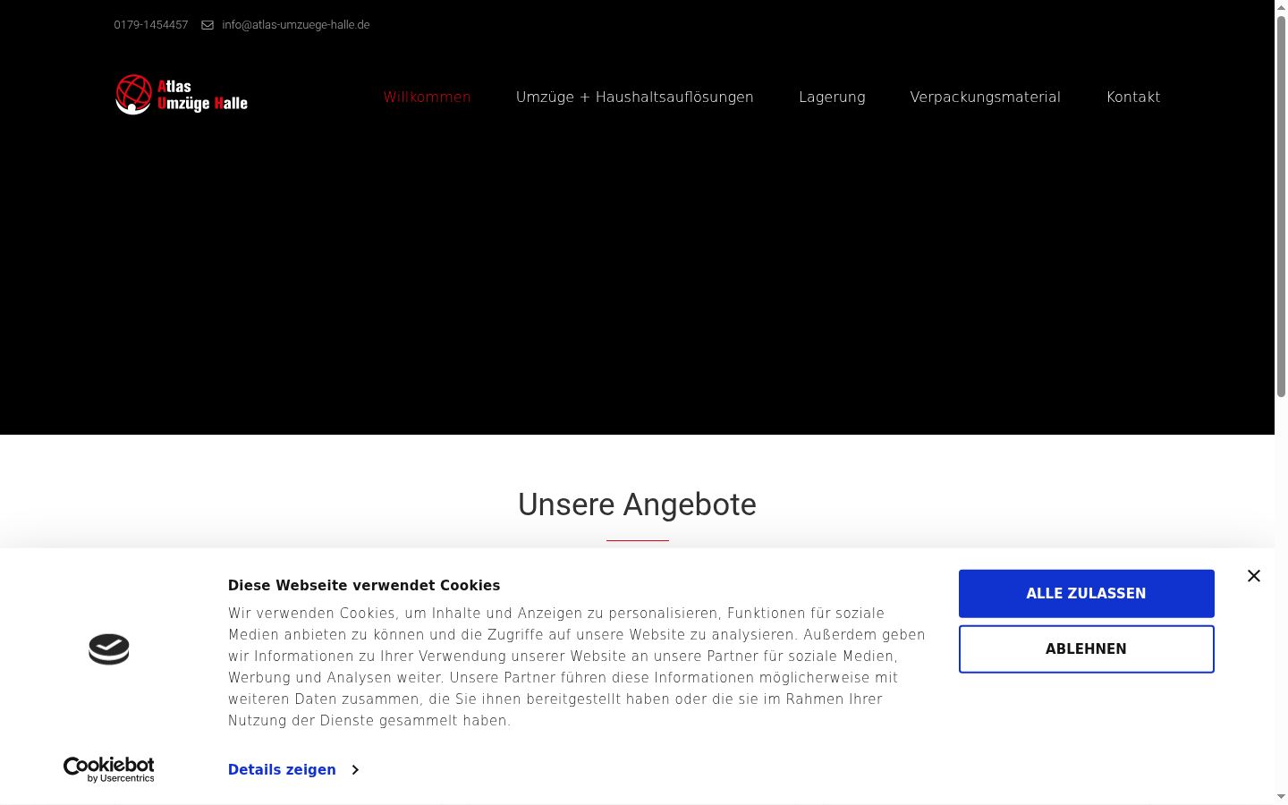 Captura de pantalla del banner de consentimiento mostrado antes de cualquier interacción