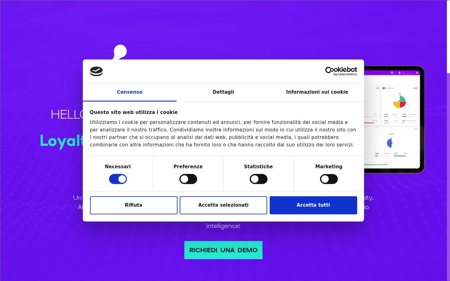 Skärmbild av samtyckesbannern som visades före någon interaktion